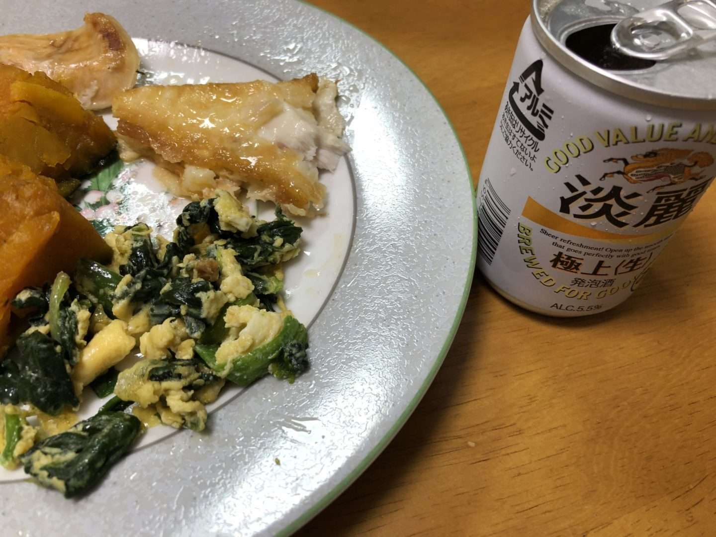 夫からの一口ビールの差し入れ