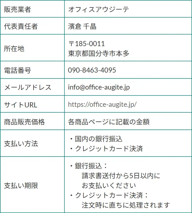 特定商取引法に基づく表記（運営者名・所在地など）を画像で掲載しています。